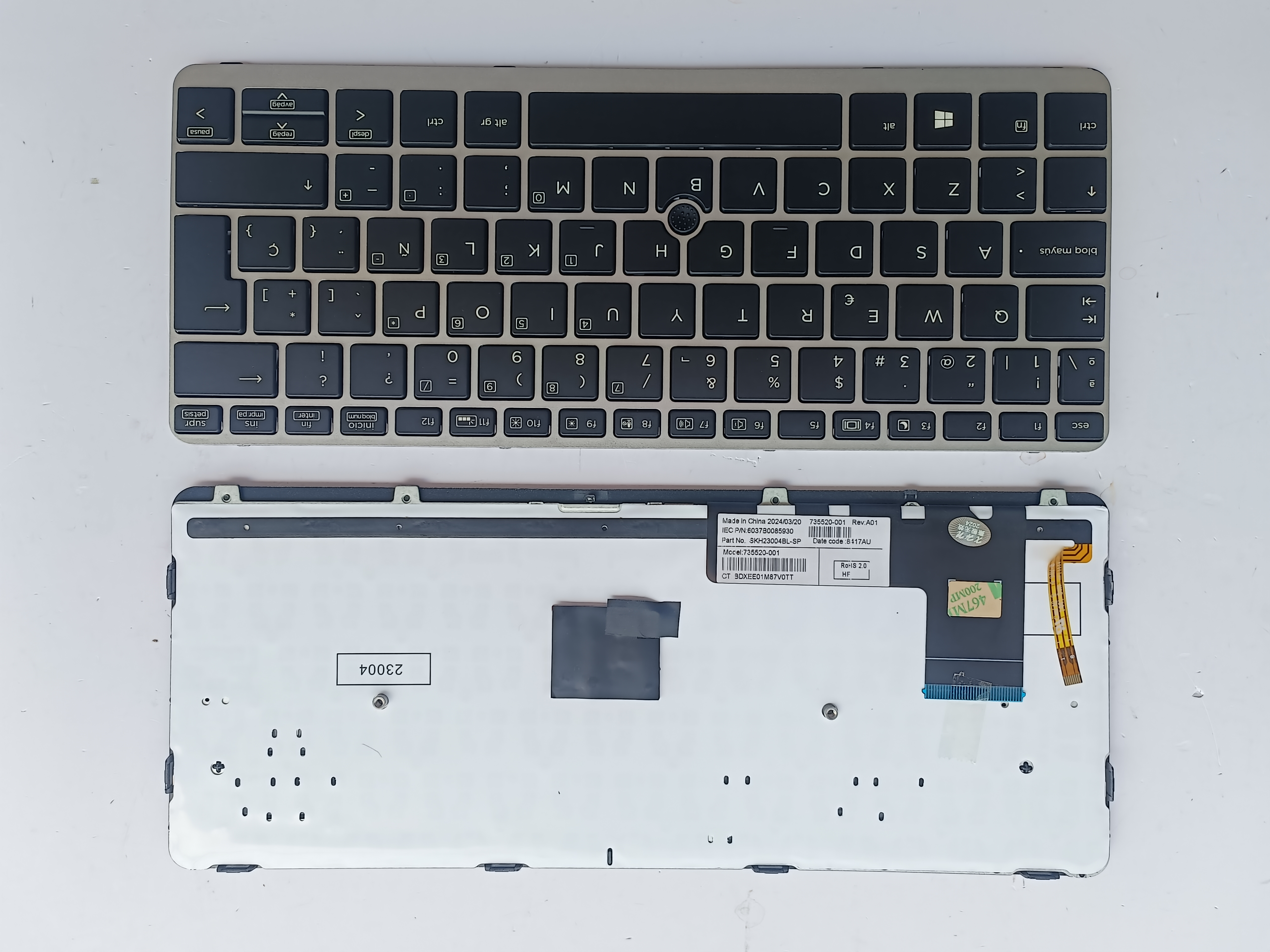 Picture of New Replacement Laptop Keyboard For HP 820G1/820G2/725G1/725G2 SILVER FRAME BLACK With Point Backlit (OEM) SP Layout